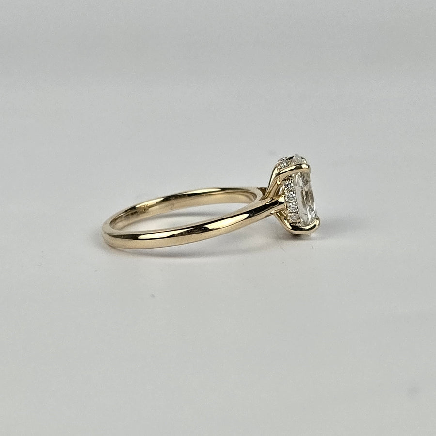 Solid 10k Gold 1.6ct F VVS2 Oval Lab Diamond Ring with Lab Diamond Hidden Halo