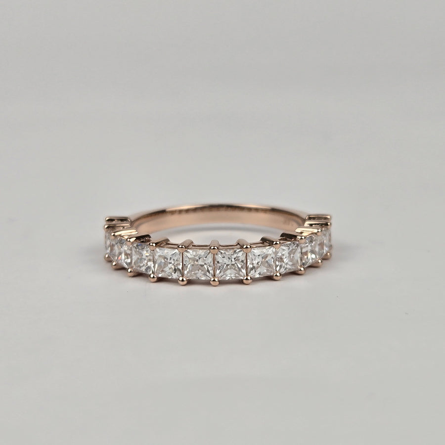 Solid 14k Gold 3mm Princess Moissanite Eternity Band