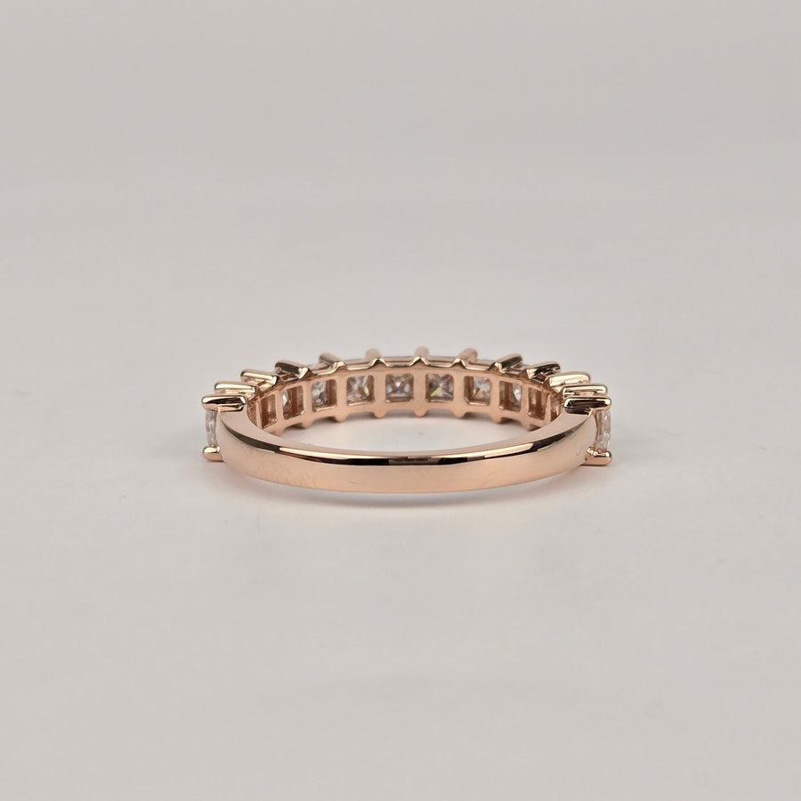Solid 14k Gold 3mm Princess Moissanite Eternity Band