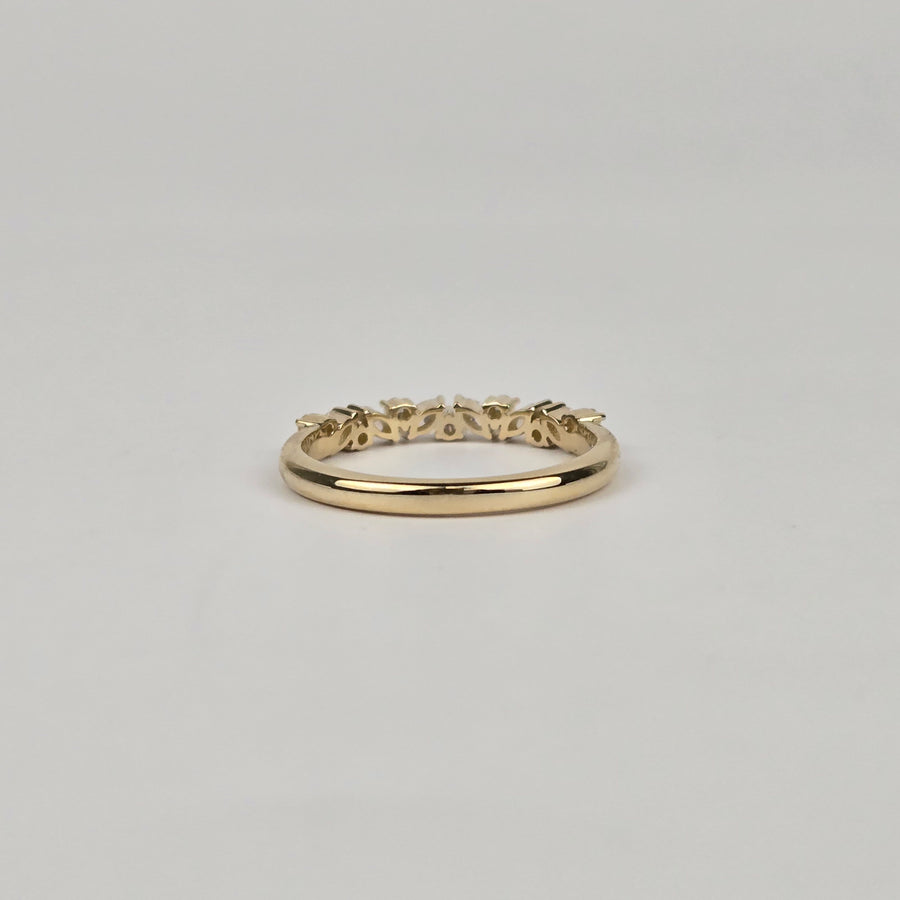 Solid 18k Gold Lab Marquise/Round Diamond Alternating Half Band