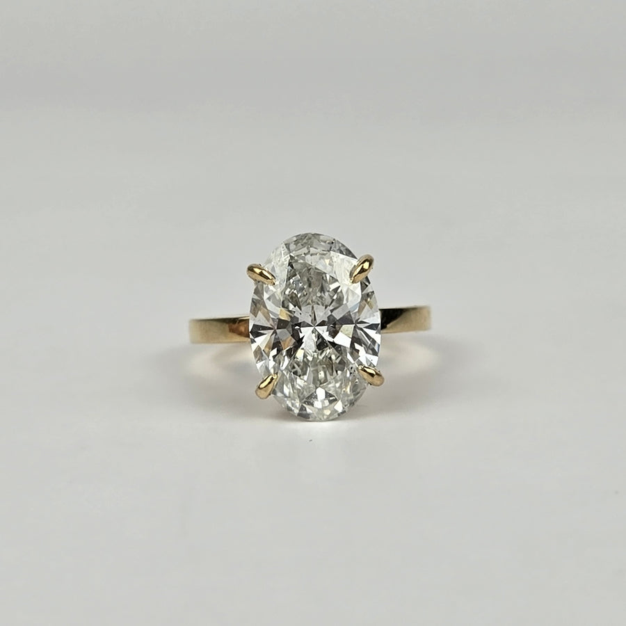Solid 18k Gold 4ct F VS1 Lab Oval Diamond Ring and Matching Band