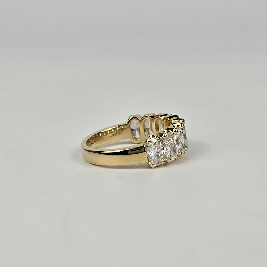 Solid 18k Gold 3x5mm Lab Oval Diamond Half Eternity Band