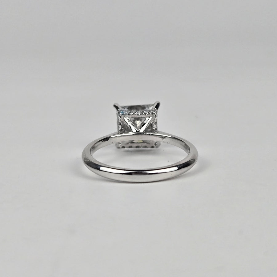 Solid 14k Gold 3ct F VS1 Lab Diamond Princess Ring with EF VS Lab Diamond Hidden Halo, Cathedral Setting