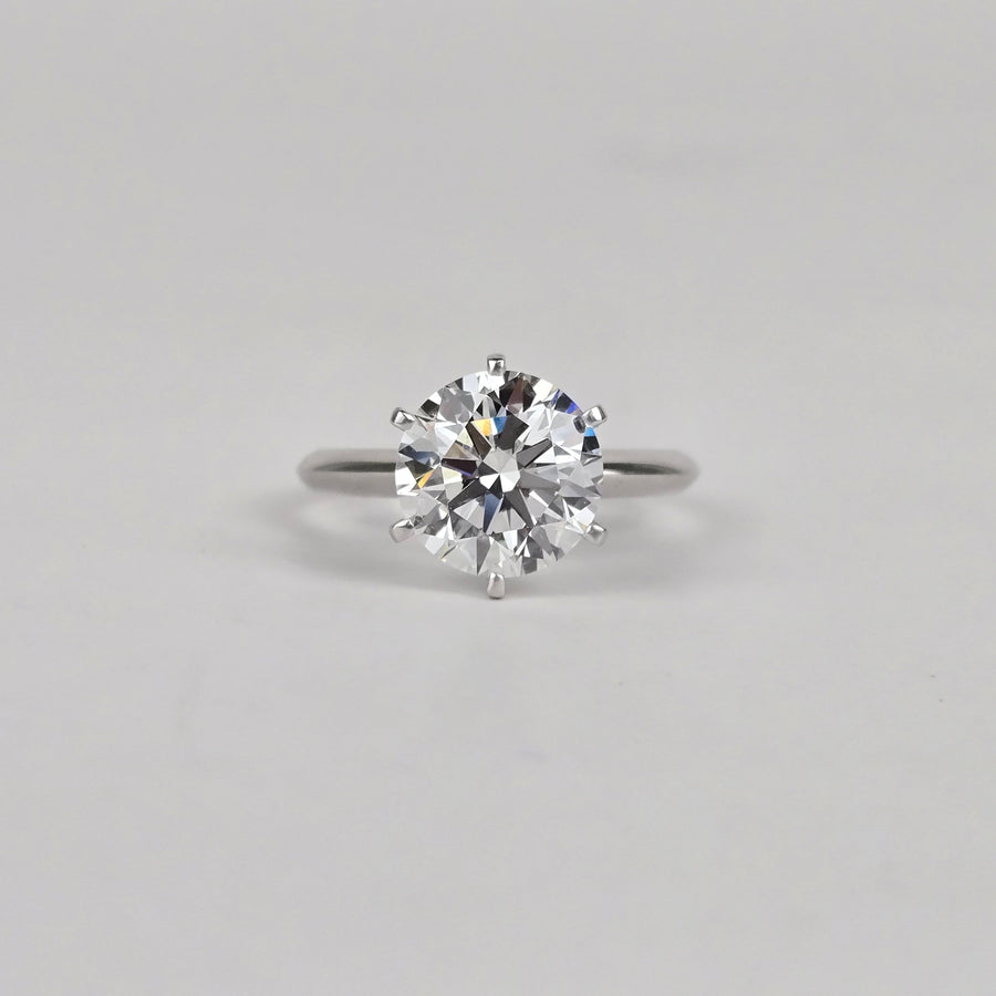 Solid 18k Gold 2.5ct E VS1 Round Lab Diamond Ring, Tiffany Setting(RO810)