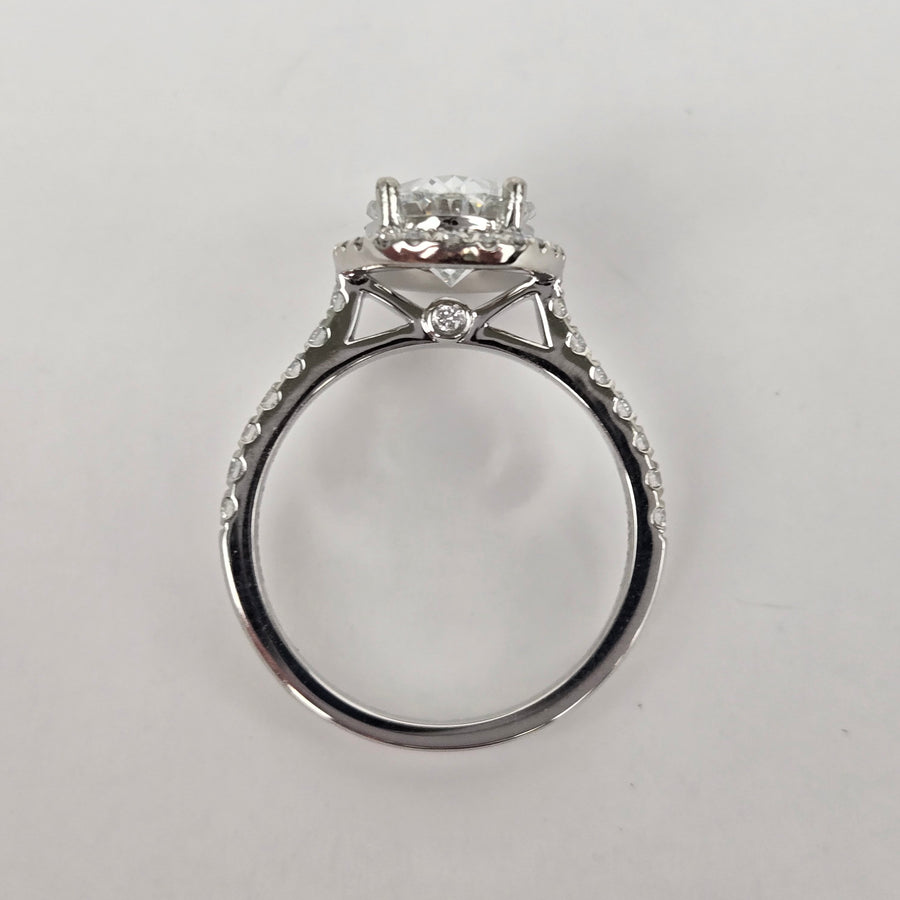 Platinum 2ct D VVS2 Lab Diamond Oval Ring with Lab Diamond Side and Halo Stones