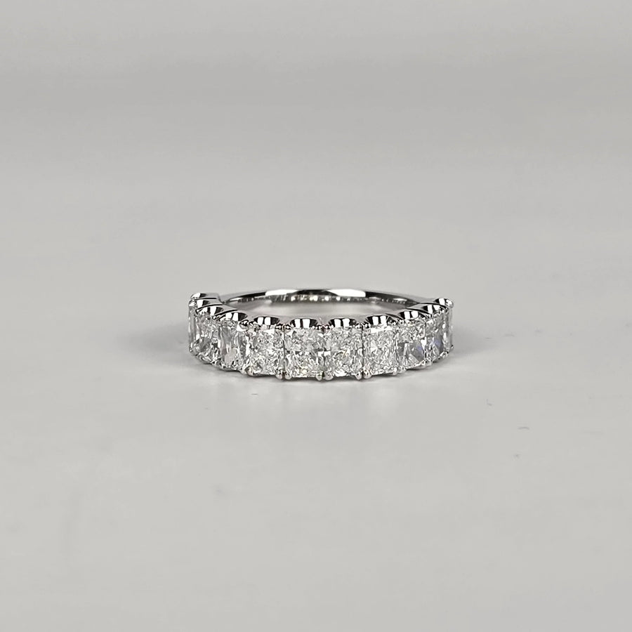 14k Gold 3x4mm Lab Radiant Diamond Half Eternity Band