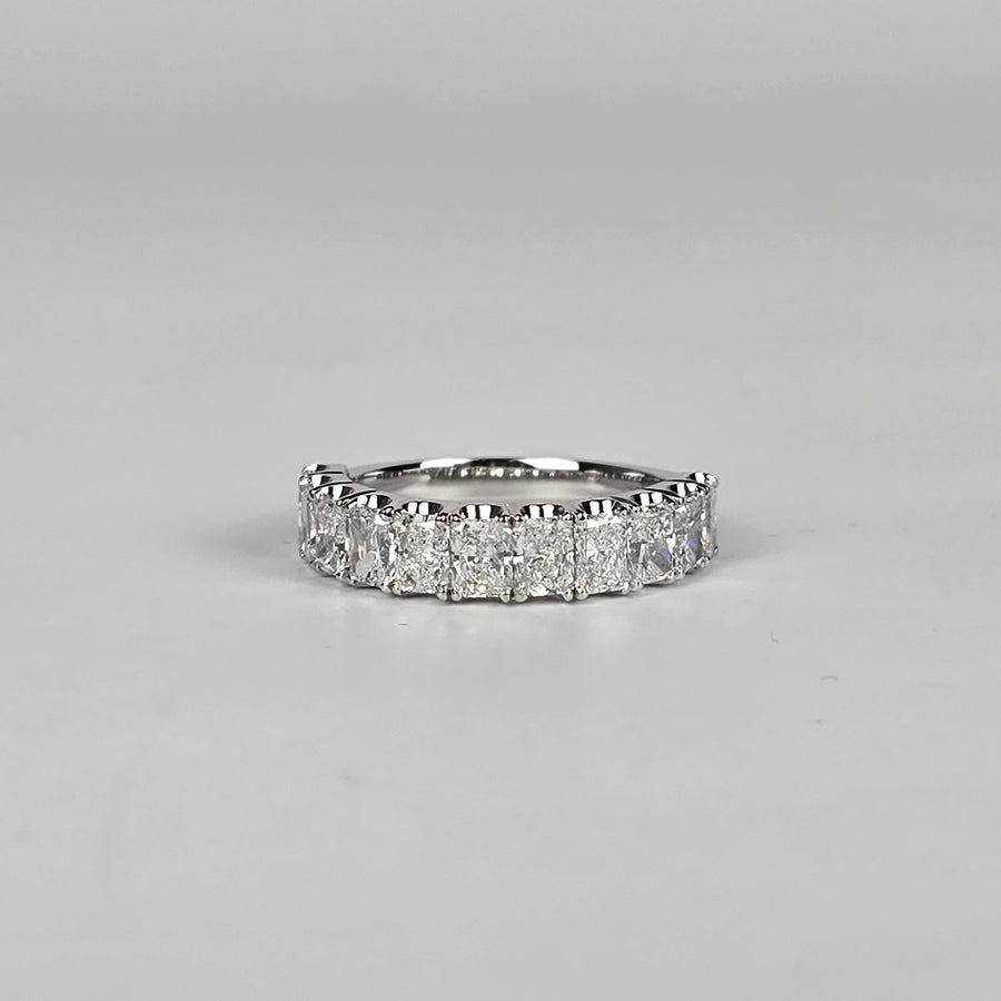 Solid 14k Gold 5ct G VS2 Radiant Lab Diamond Ring with  3*4mm Radiant Band & Matching Band