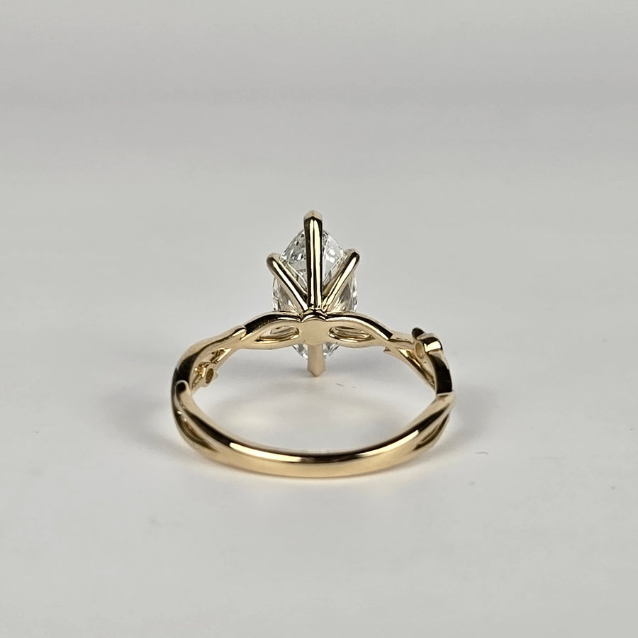 Solid 14k Gold 2ct E VVS2 Marquise Lab Diamond Vine Ring