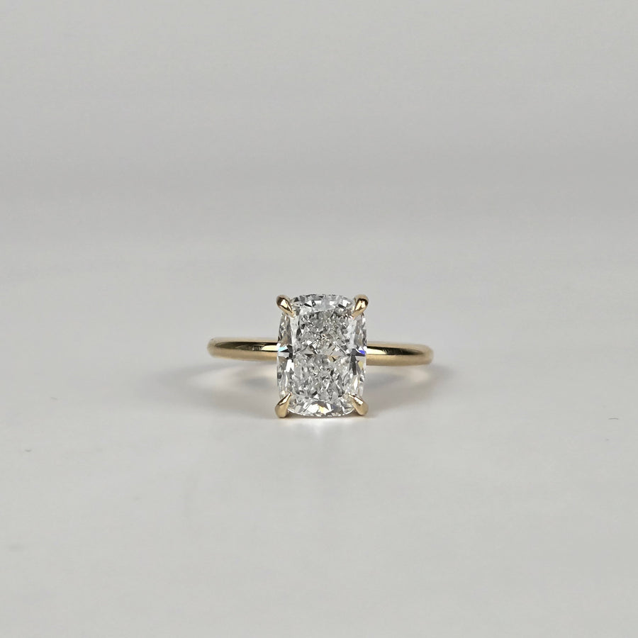 Solid 14k Gold 2.5ct D VVS2 Lab Diamond Cushion Ring
