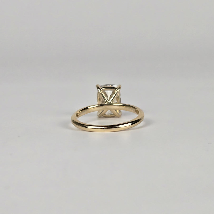 Solid 14k Gold 2.5ct D VVS2 Lab Diamond Cushion Ring