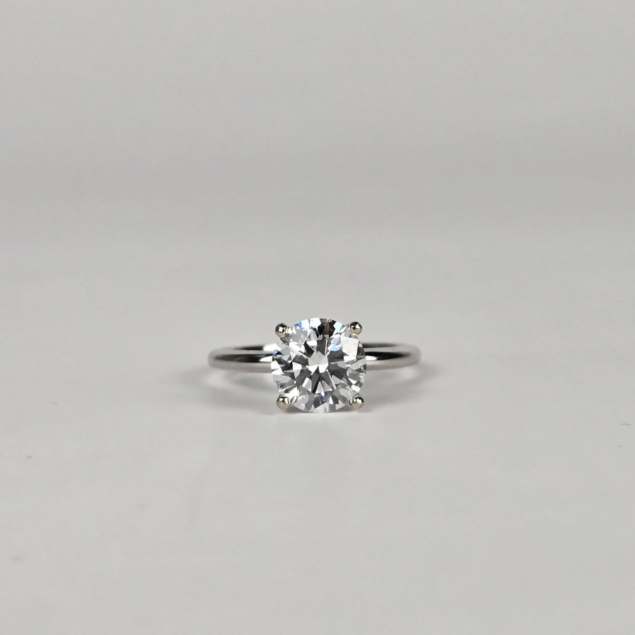 Solid 14k Gold 1.5ct D VVS2 Lab Diamond Round Ring with Lab Diamond Hidden Halo