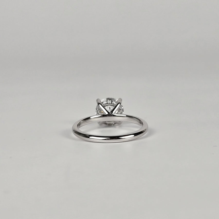 Solid 14k Gold 1.5ct D VVS2 Lab Diamond Round Ring with Lab Diamond Hidden Halo