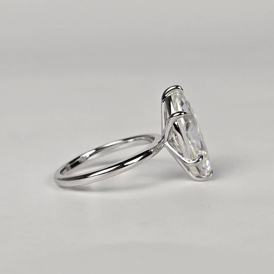 Solid 14k Gold 3ct (7x14mm) D VVS1 Marquise Moissanite Ring(MA603)