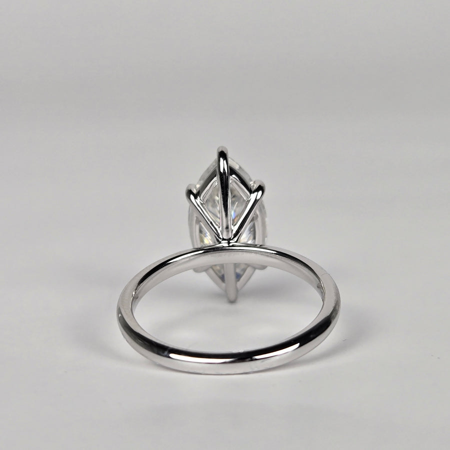 Solid 14k Gold 3ct (7x14mm) D VVS1 Marquise Moissanite Ring(MA603)