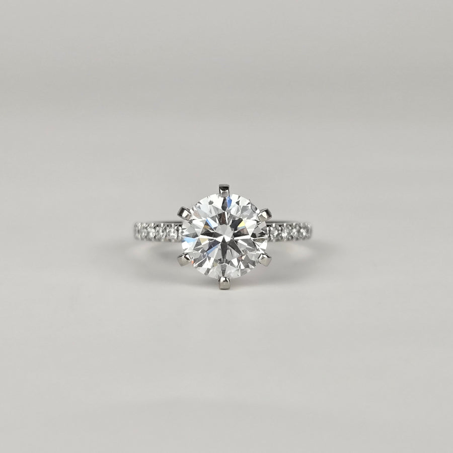 Platinum 2ct E VVS1 Round Lab Diamond Ring with Lab Diamond Side Stones