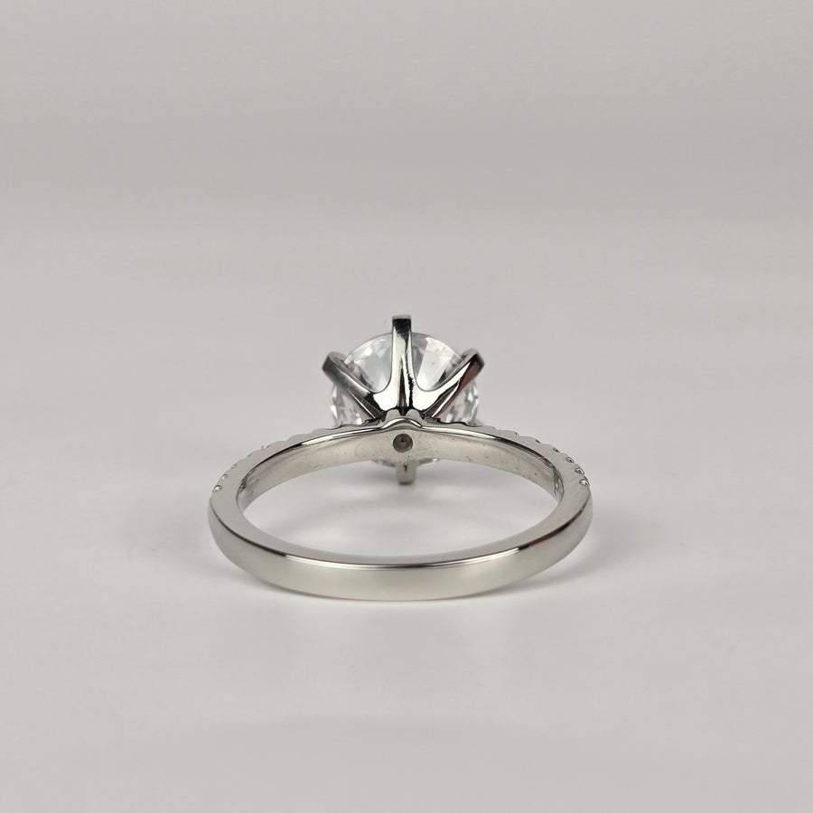 Platinum 2ct E VVS1 Round Lab Diamond Ring with Lab Diamond Side Stones