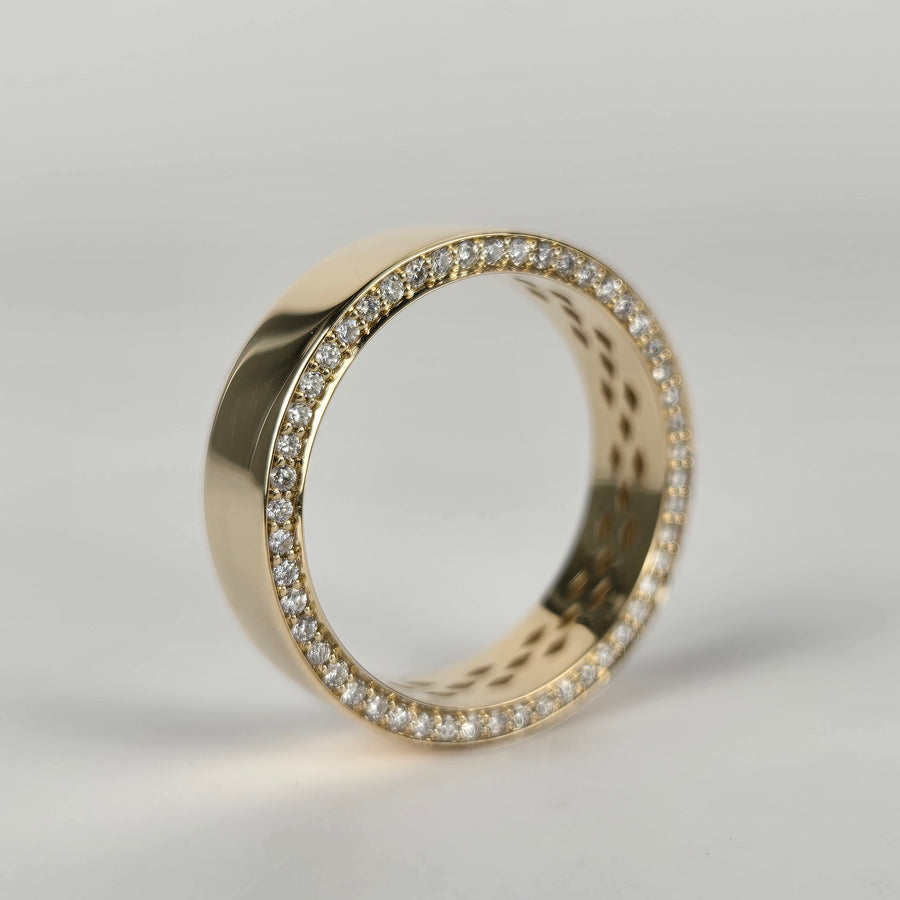 Solid 18k Yellow Gold 6mm Lab Diamond Men's Band