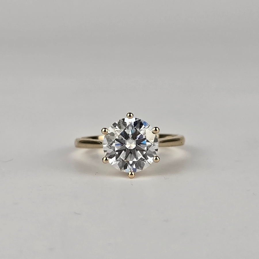 Solid 14k Gold 3ct Round Moissanite Ring (RO638)