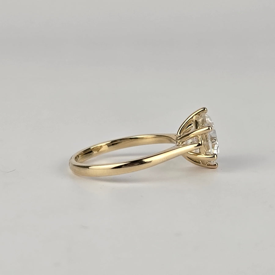 Solid 14k Gold 3ct Round Moissanite Ring (RO638)