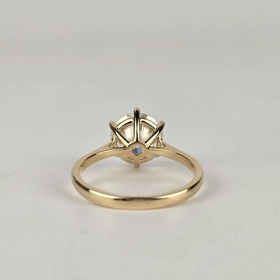 Solid 14k Gold 3ct Round Moissanite Ring (RO638)