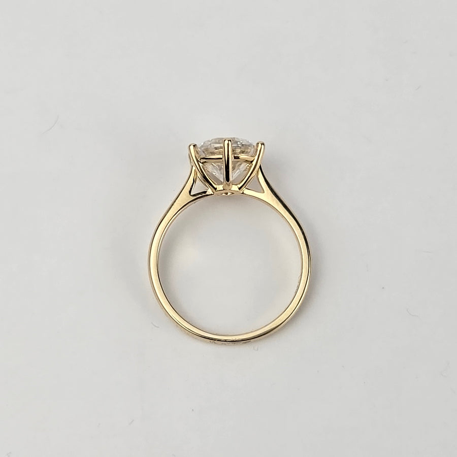 Solid 14k Gold 3ct Round Moissanite Ring (RO638)