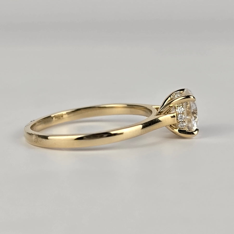 Solid 14k Gold 1.5ct D VVS1 Round Moissanite Ring with Moissanite Hidden Halo