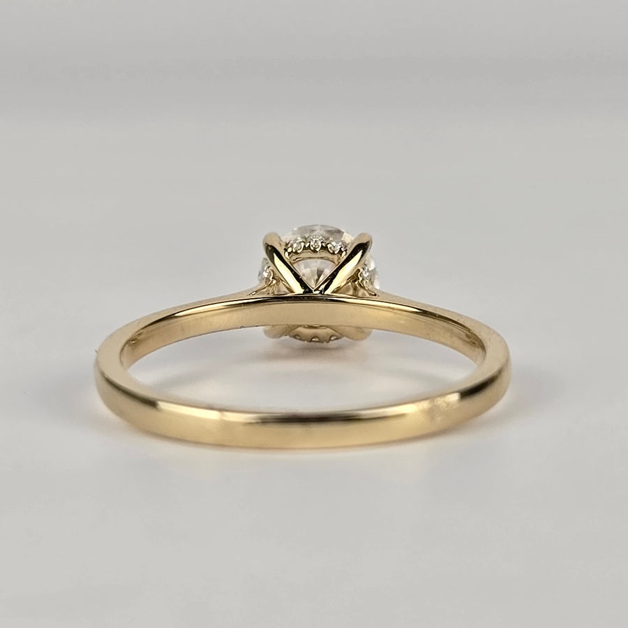 Solid 14k Gold 1.5ct D VVS1 Round Moissanite Ring with Moissanite Hidden Halo