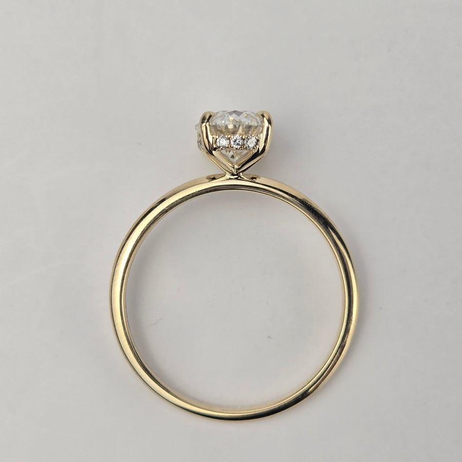 Solid 14k Gold 1.7ct F VS1 Oval Lab Diamond Ring with Lab Diamond Hidden Halo