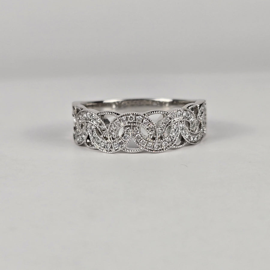 Solid 14k Gold Intertwined Lab Diamond Band
