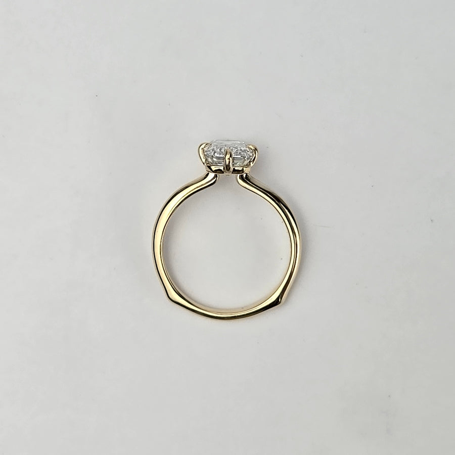 Solid 14k Gold 2.5ct E VVS2 Lab Diamond Emerald Ring, 2mm Wide Band, Euro Shank, North/South Prongs