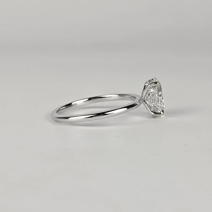 Solid 14k Gold 2.3ct G VS1 Lab Diamond Oval Ring with Lab Diamond Hidden Halo(OV801)