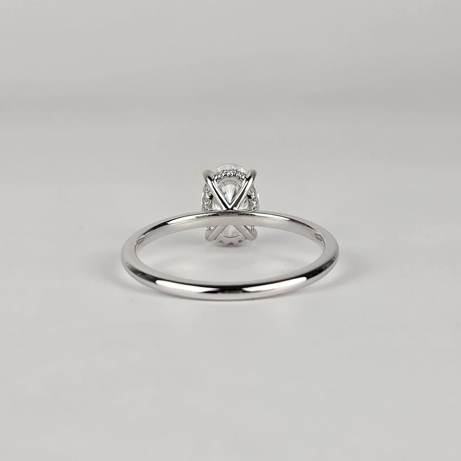 Solid 14k Gold 2ct E VS1 Oval Lab Diamond Ring with Lab Diamond Hidden Halo(OV854)