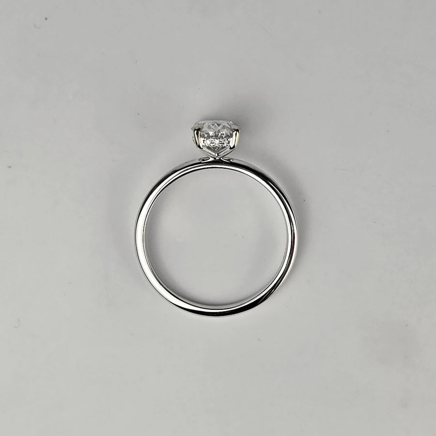 Solid 14k Gold 2ct E VS1 Oval Lab Diamond Ring with Lab Diamond Hidden Halo(OV854)