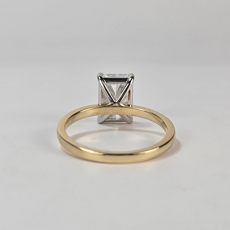 Solid 14k White and Yellow Gold 1.5ct F VS1 Lab Radiant Diamond Ring(RD826)