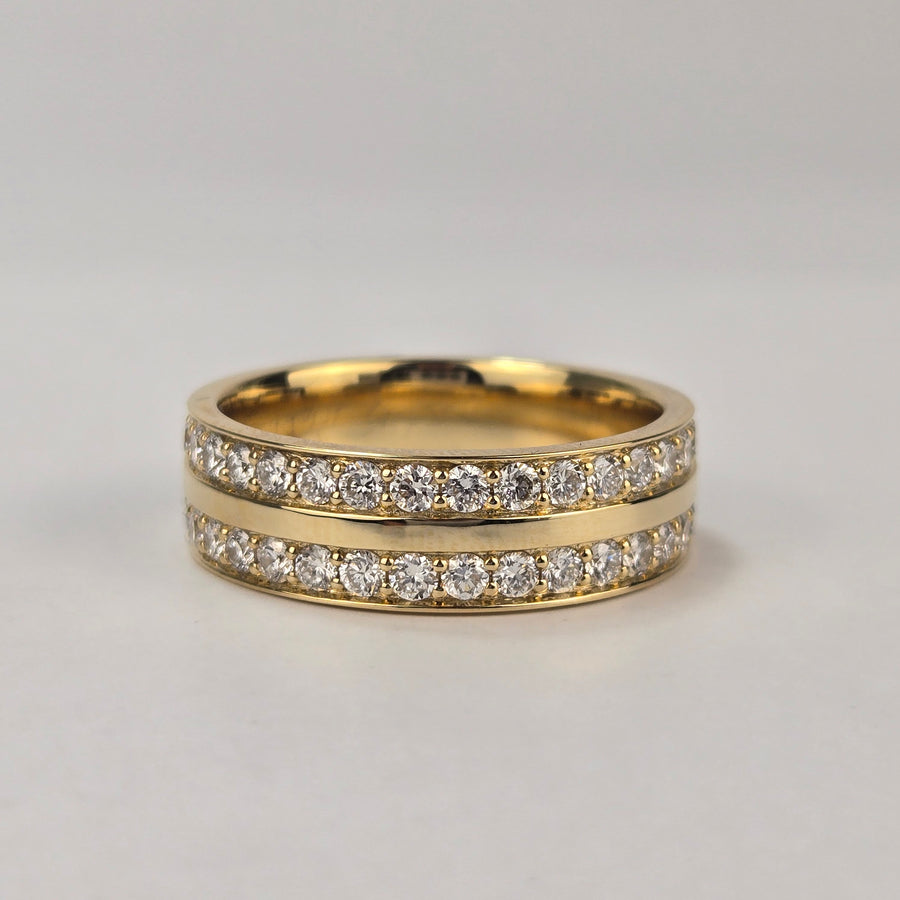 Solid 14k Yellow Gold 7mm Lab Diamond Men's Band