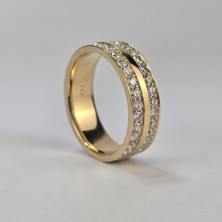 Solid 14k Yellow Gold 7mm Lab Diamond Men's Band