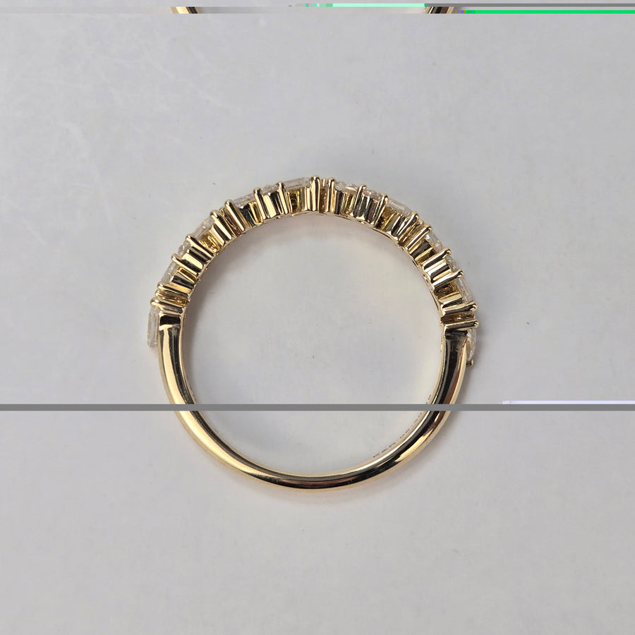 Solid 14k Gold Marquise/Round/Emerald Moissanite Alternating Band