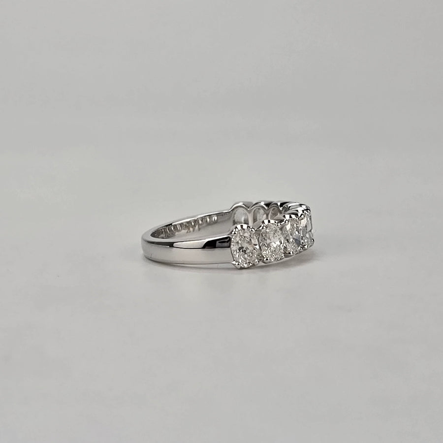 Solid 14k Gold 3×4mm Oval Lab Diamond Half Eternity Band
