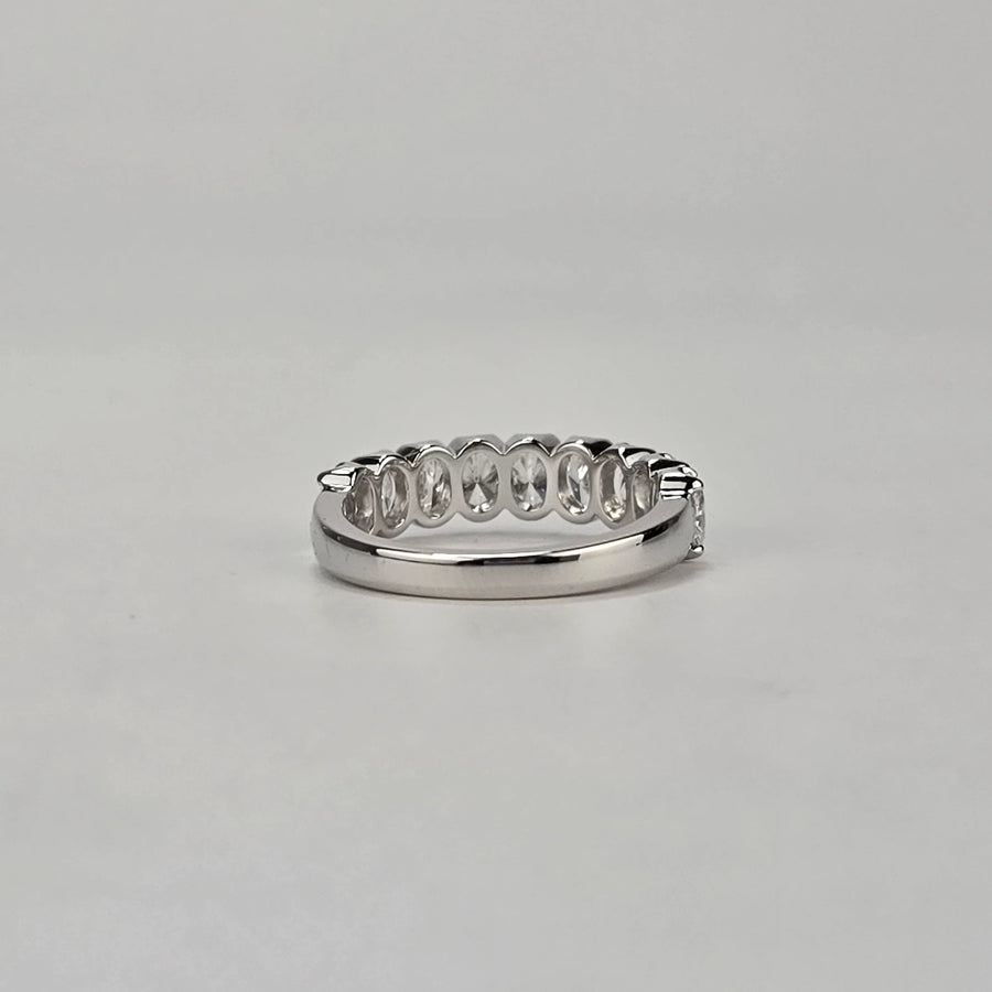 Solid 14k Gold 3×4mm Oval Lab Diamond Half Eternity Band