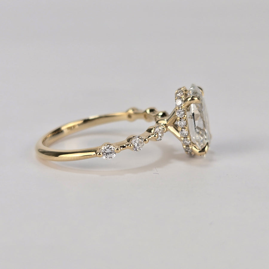 14k Gold 2ct F VS1 Lab Oval Diamond Ring with Side and Hidden Halo Lab Diamond(OV811)