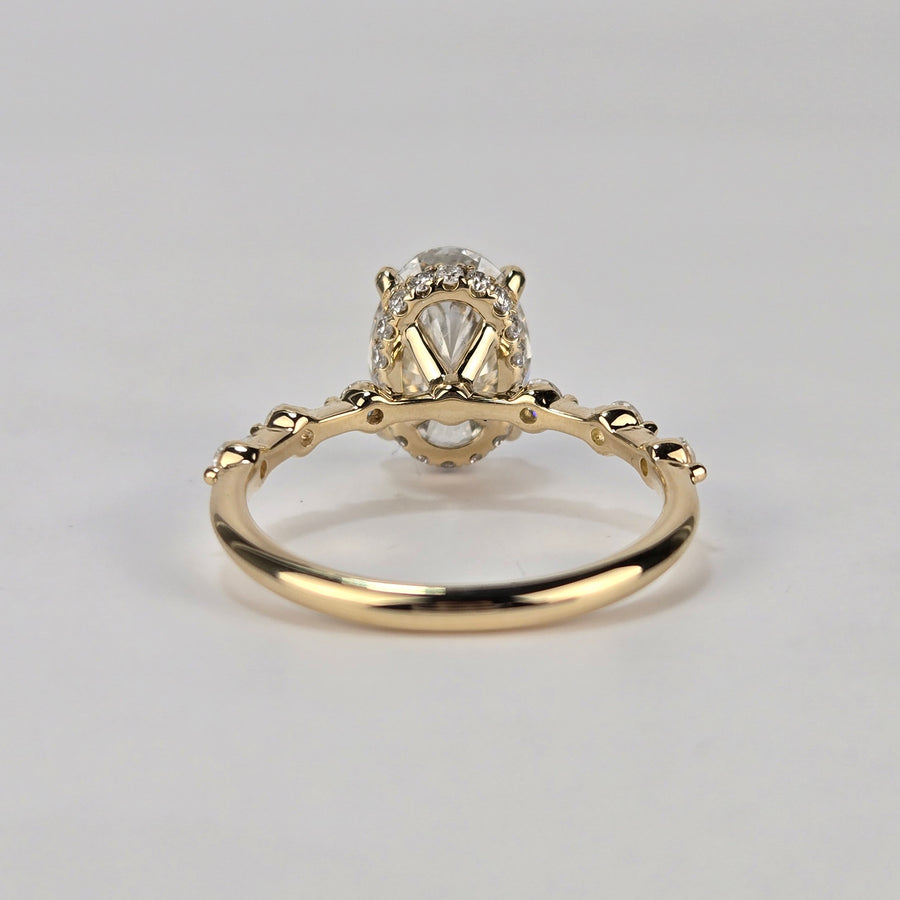 14k Gold 2ct F VS1 Lab Oval Diamond Ring with Side and Hidden Halo Lab Diamond(OV811)