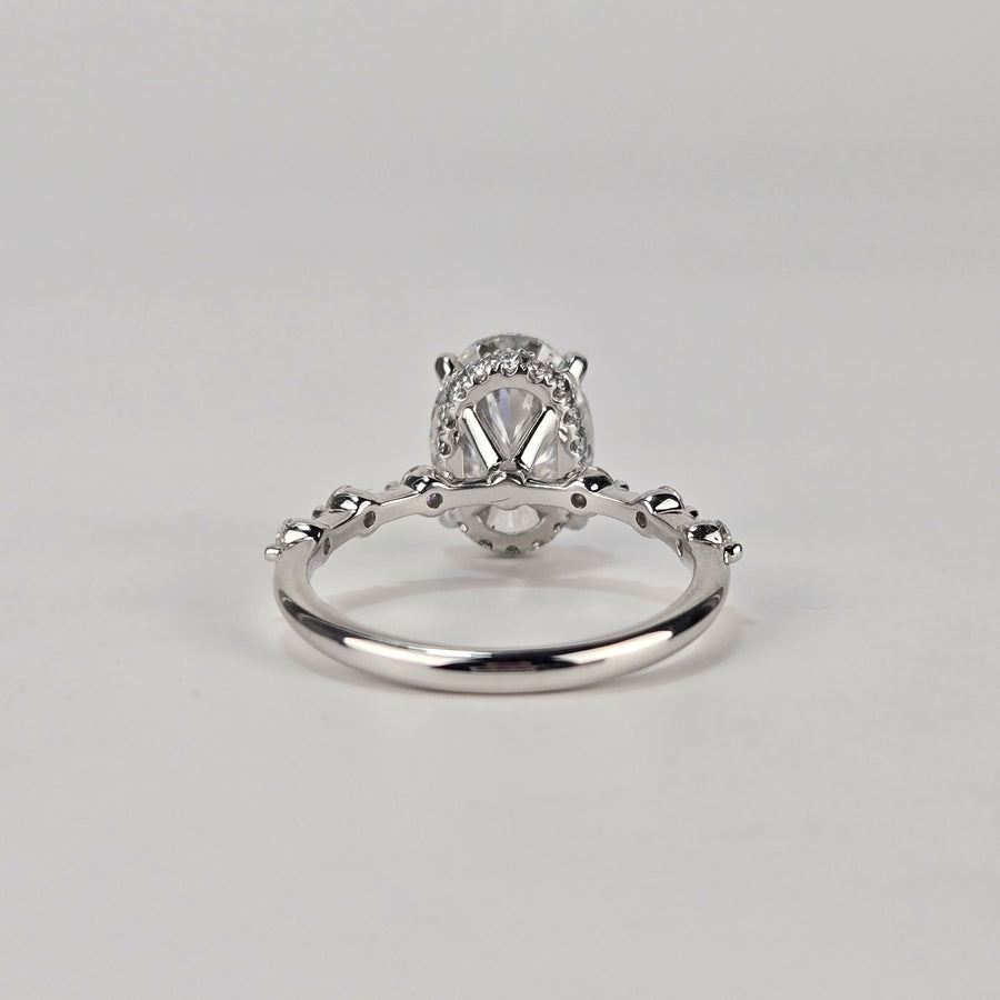 Solid 14k Gold 2.5ct F VS1 Lab Oval Diamond Ring with Side and Hidden Halo Lab Diamond(OV810)