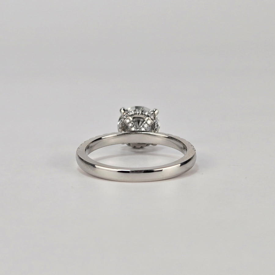 Platinum 1.7ct F VS1 Round Lab Diamond Ring with Lab Diamond Side, Prong and Hidden Halo Stones
