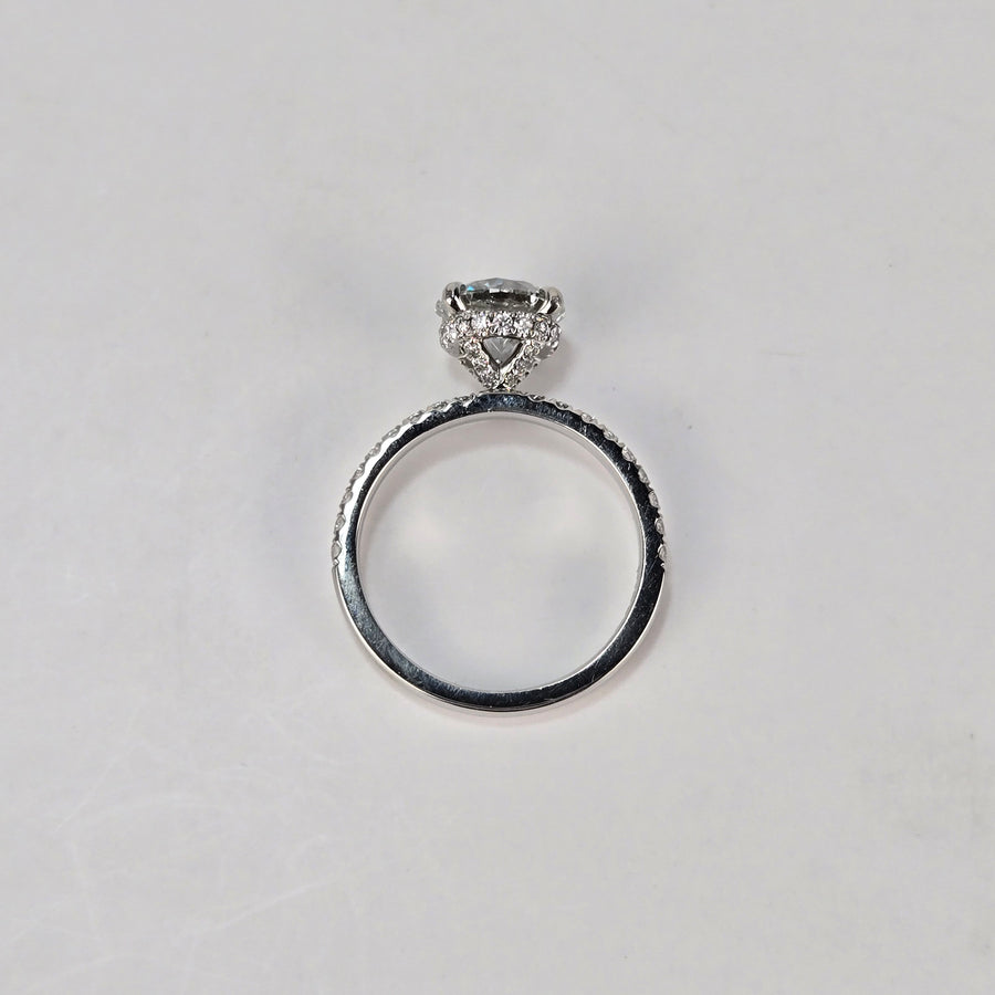 Platinum 1.7ct F VS1 Round Lab Diamond Ring with Lab Diamond Side, Prong and Hidden Halo Stones