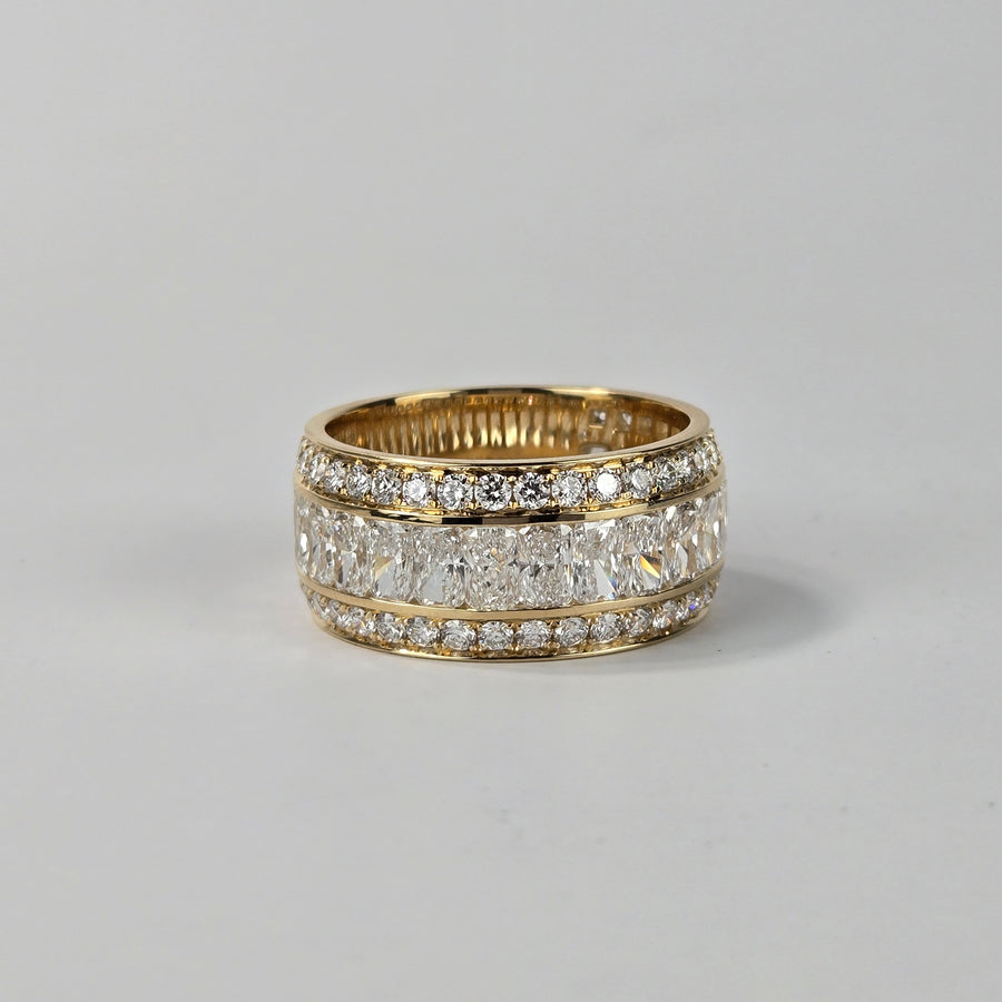 Solid 18k Gold 10.7mm Wide Round/Radiant Lab Diamond 3/4 Eternity Band