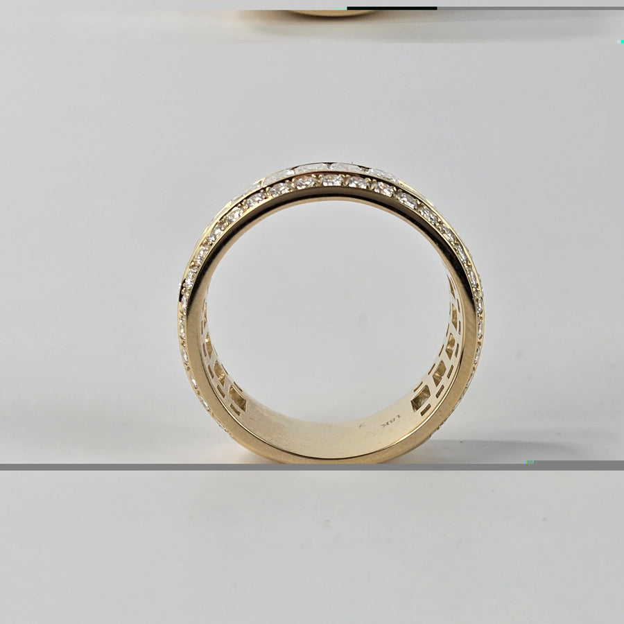 Solid 18k Gold 10.7mm Wide Round/Radiant Lab Diamond 3/4 Eternity Band