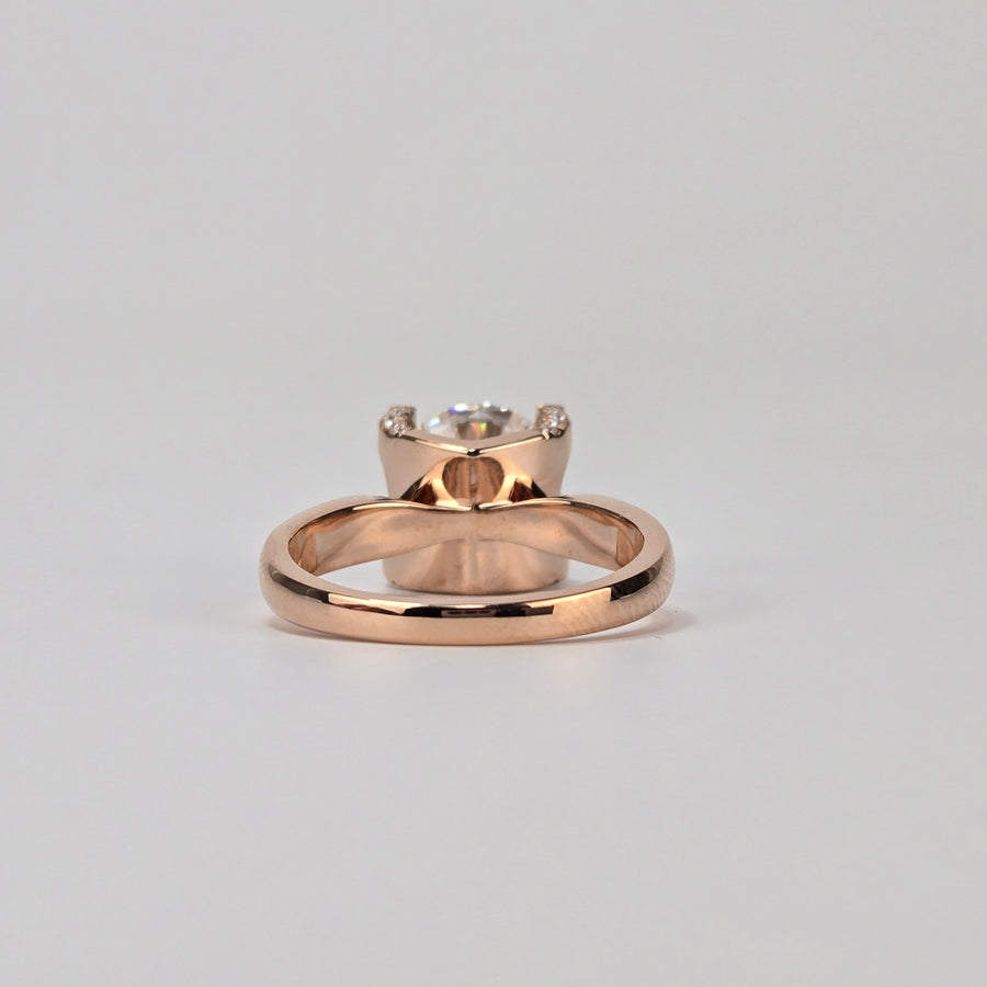 Solid 10k Gold 3ct D VVS1 Moissanite Round Ring with Moissanite Side Stones (RO610)