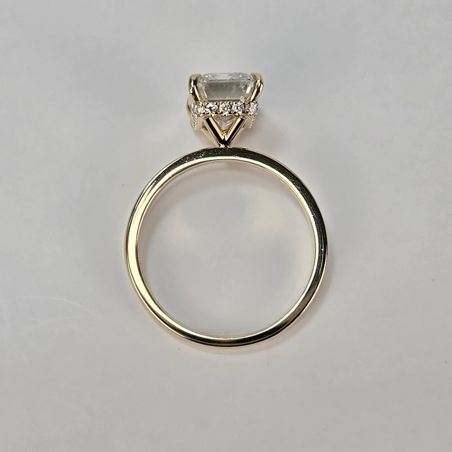 Solid 14k Gold 3ct G VS1 Lab Emerald Cut Diamond Ring with Hidden Halo Lab Diamond(EM804)