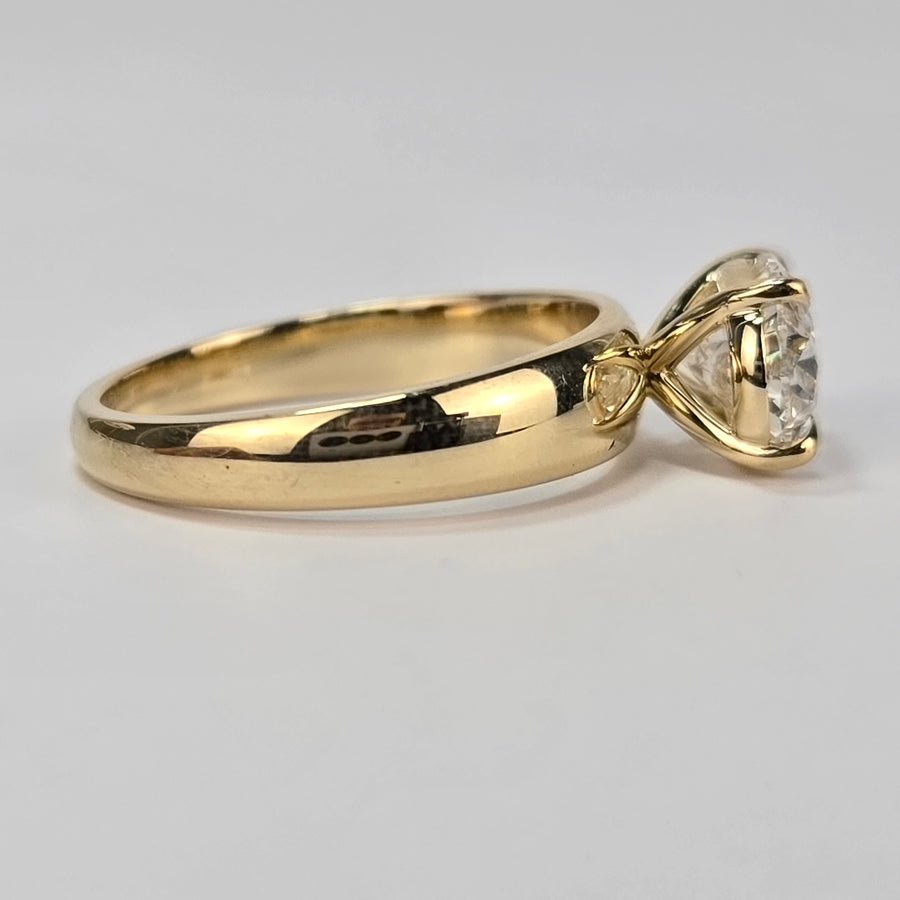 Solid 10k Gold 2ct E VS1 Lab Diamond Oval Ring, East-West Setting
