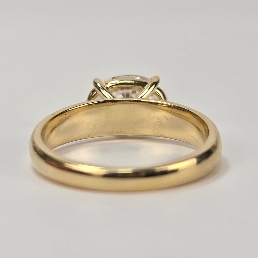 Solid 10k Gold 2ct E VS1 Lab Diamond Oval Ring, East-West Setting